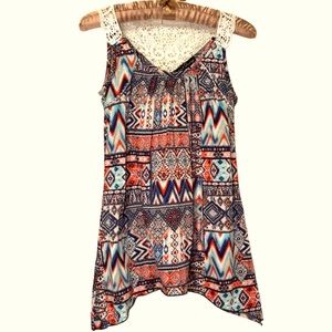 Crochet Lace Accent Sleeveless Top